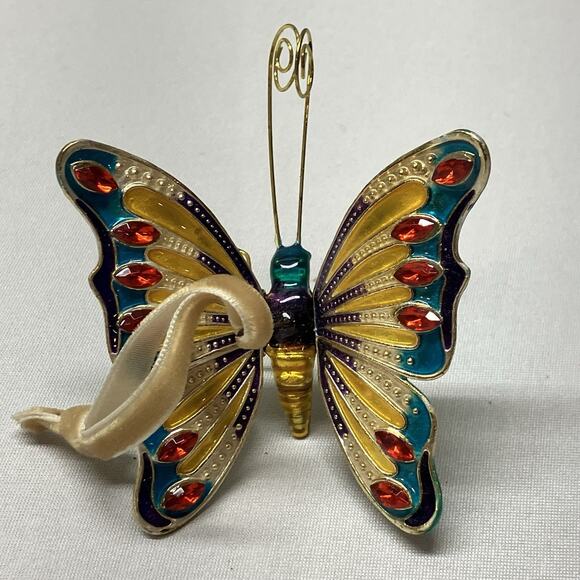 Pier 1 Imports Cloisonné 3” Butterfly Christmas Ornament Metal Colorful - Picture 1 of 13